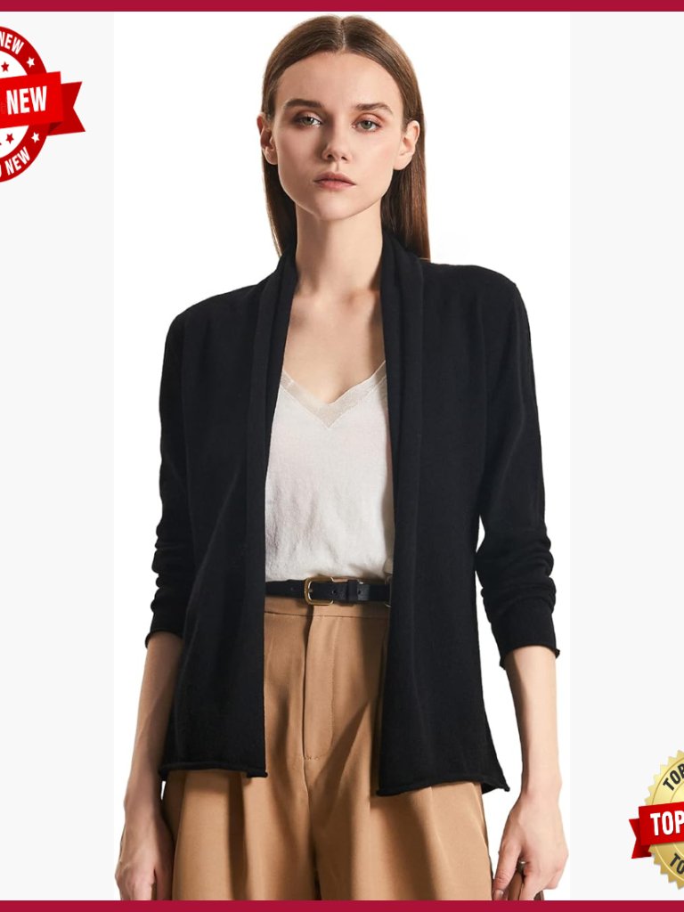Lightweight Cashmere Cardigan Long Sleeve V-Neck Cropped Sweater